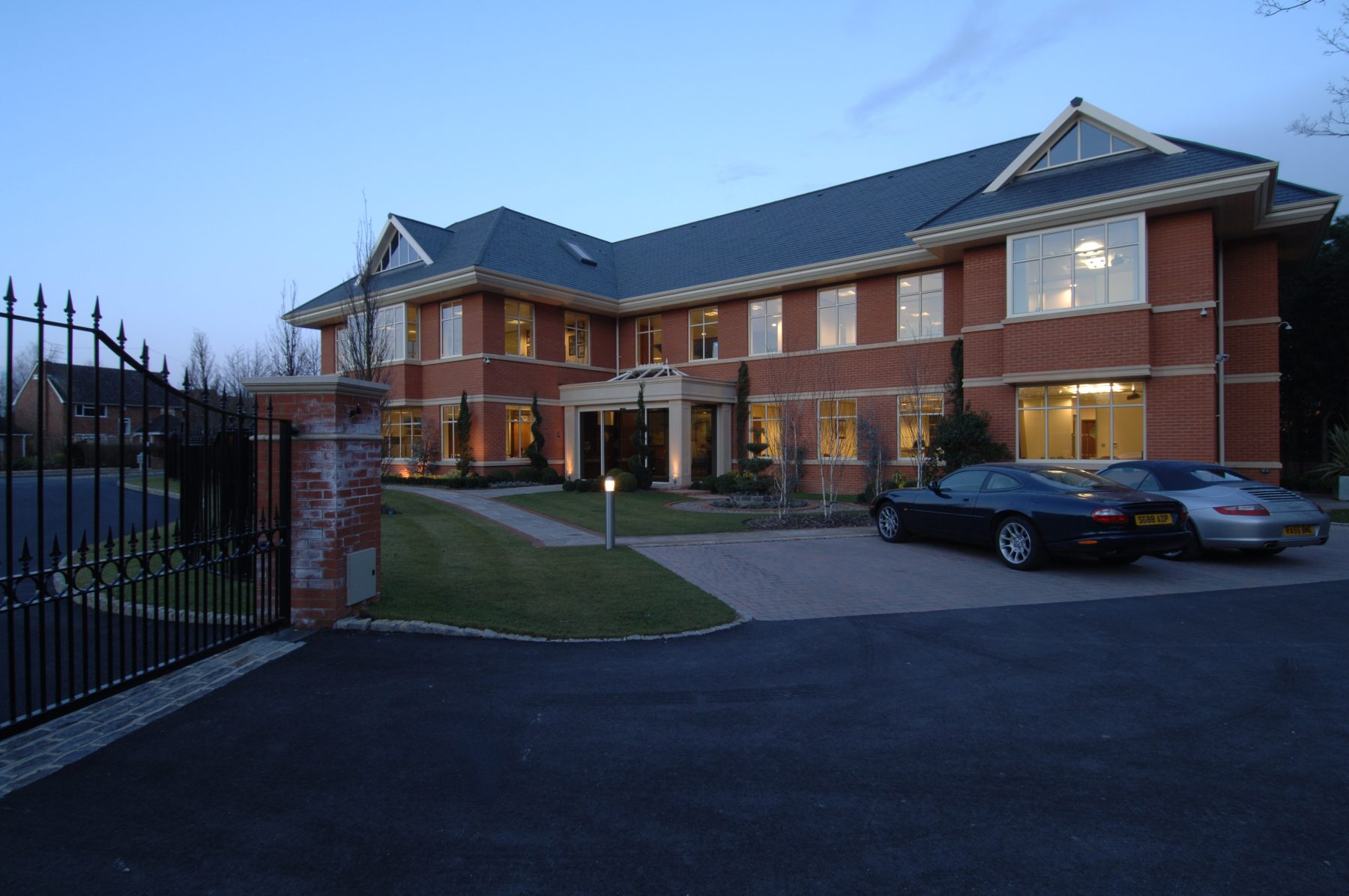 cream aluminium windows in modern office building