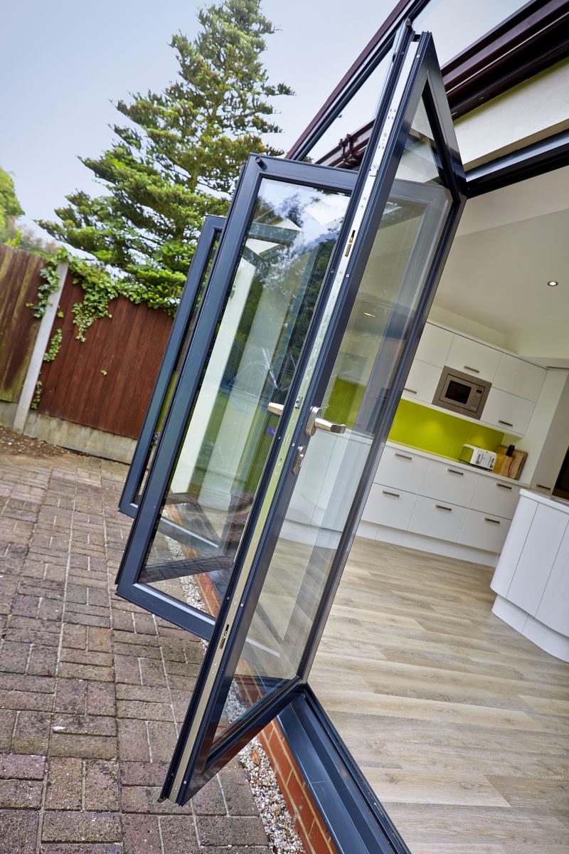 anthracite grey open bifolds
