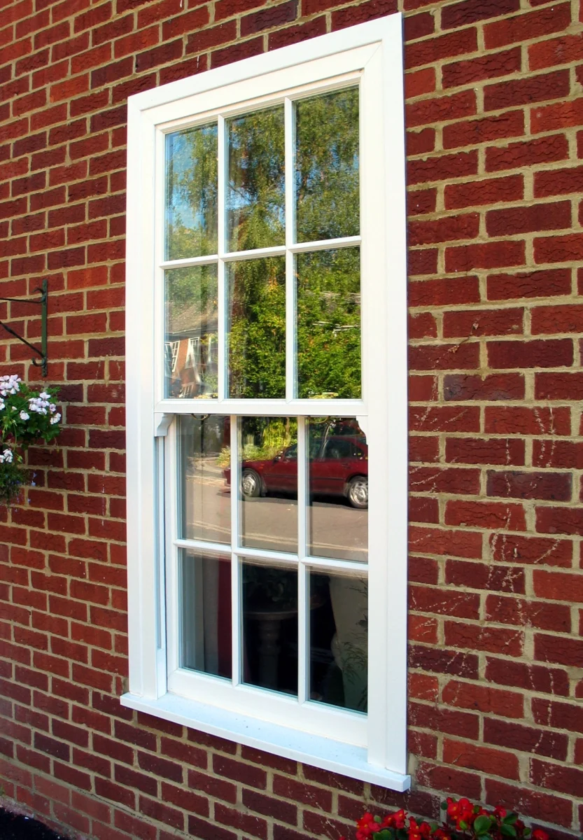 white vertical sliding sash window with georgian bars in hampshire