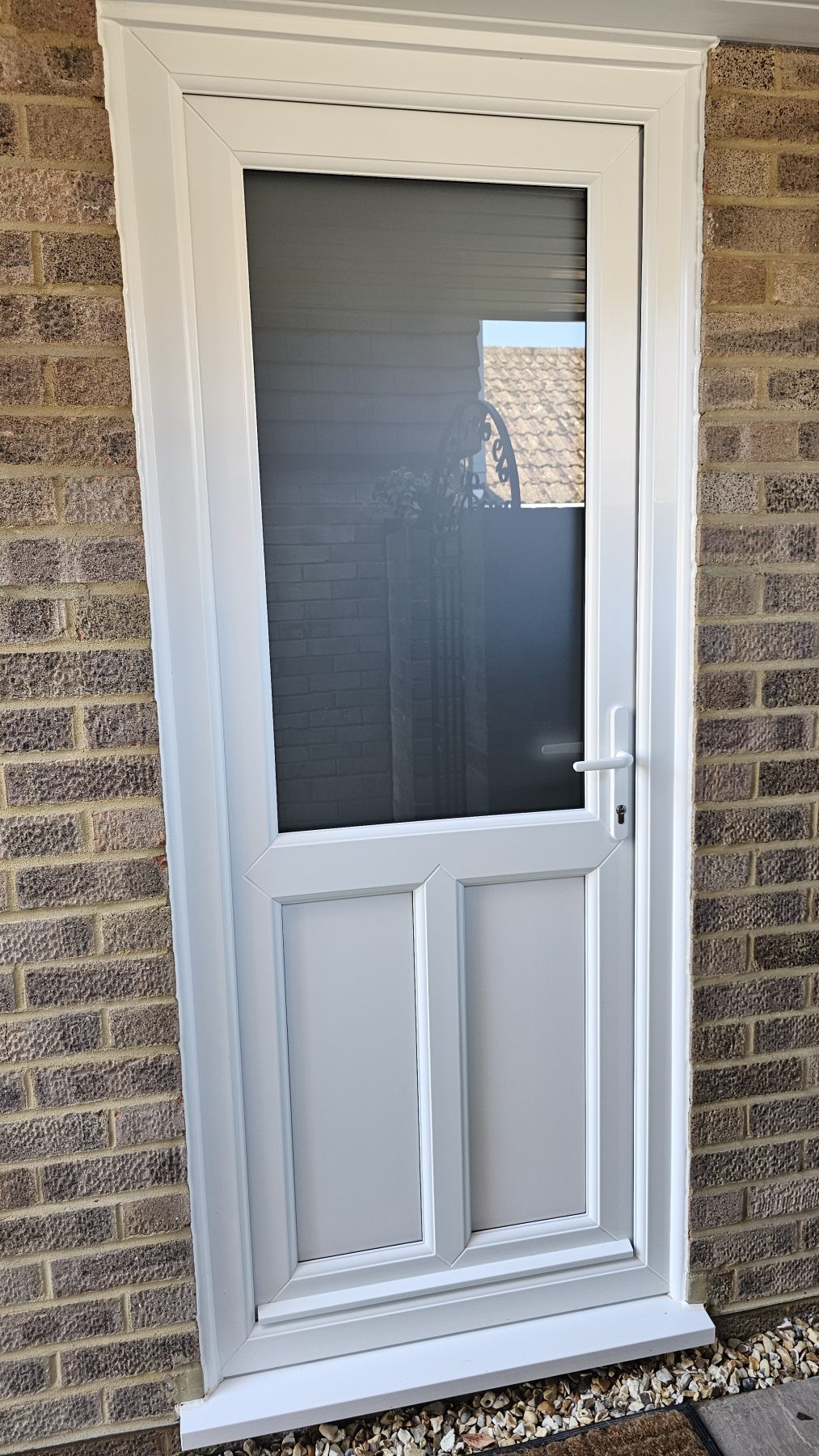 white upvc door satin glass